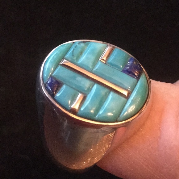 Gentlemen’s Genuine Turquoise Ring - Picture 3 of 8